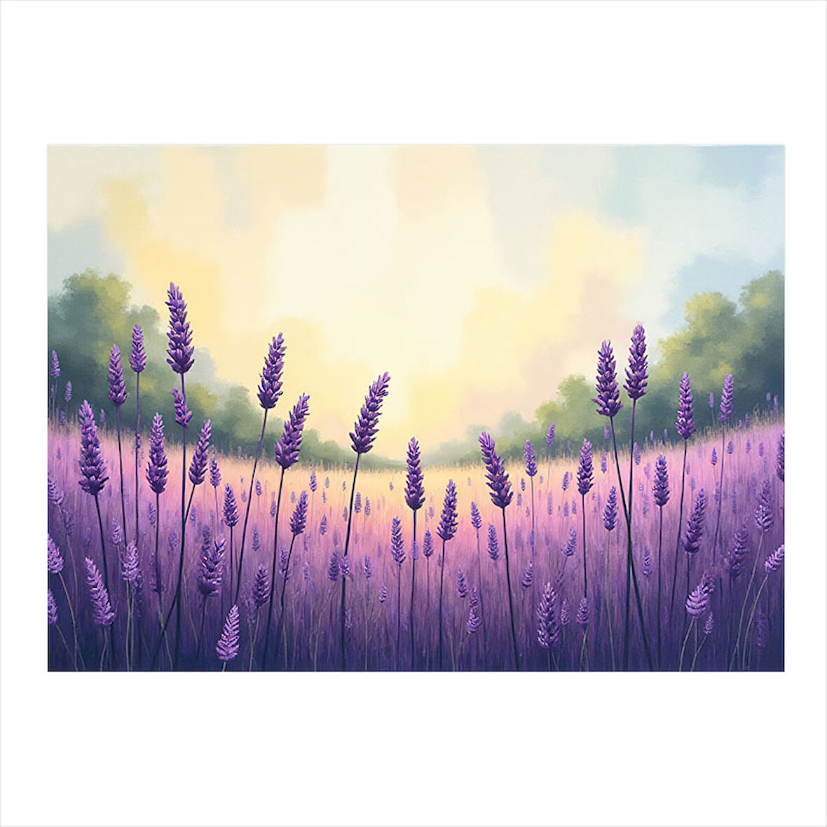 Lavanta Tarlası İllüstrasyonu Art Mdf Tablo 25cmX 35cm
