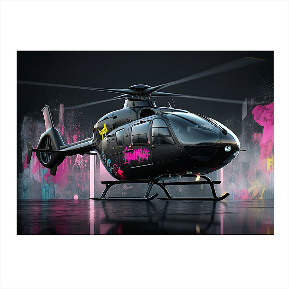 Modern Helikopter Tasarımı Tasarım Ahşap Tablo 35cm X50cm