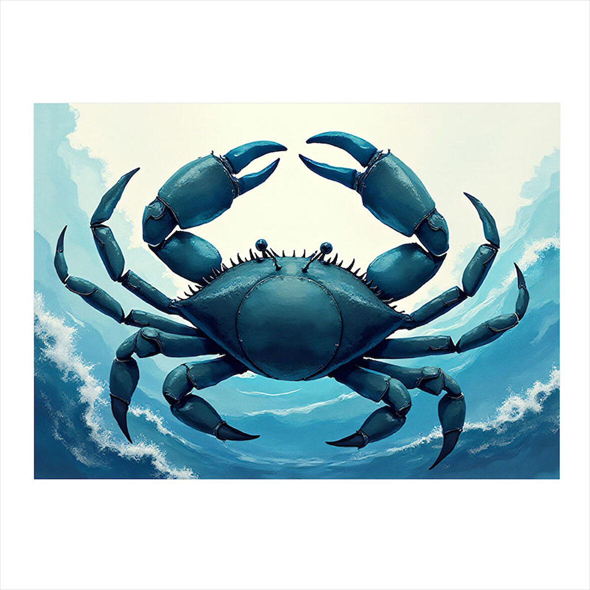 Mavi Yengeç İllüstrasyonu Mdf poster 25cmX 35cm