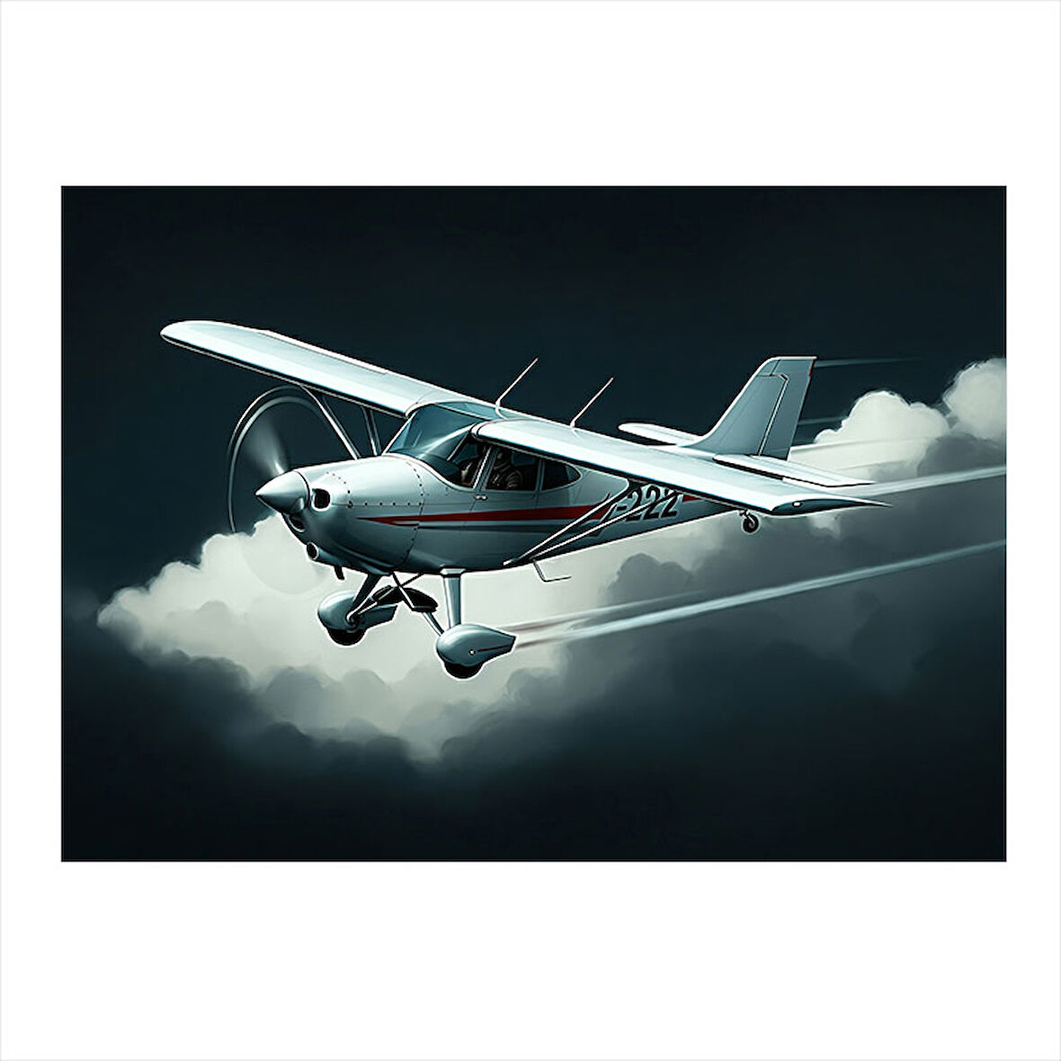Pervaneli Beyaz Uçak Art Mdf Poster 35cm X50cm
