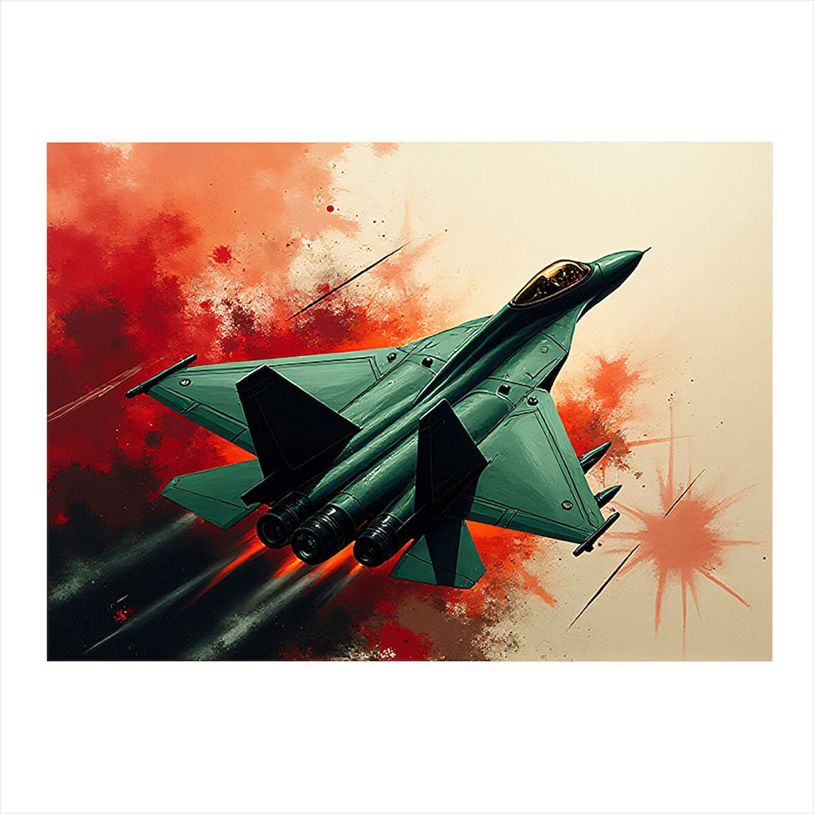 Savaş Uçağı Manevrası Tasarım Mdf Tablo 25cmX 35cm