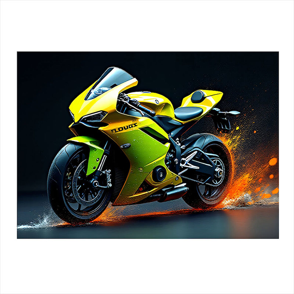 Sarı Spor Motosiklet Tasarımı Mdf poster 25cmX 35cm