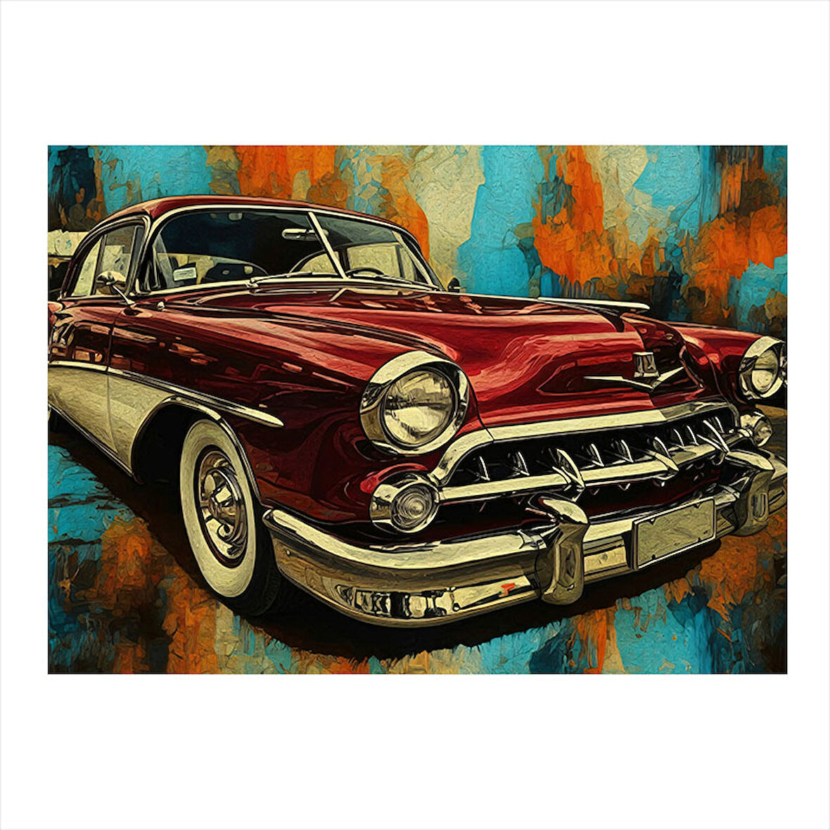 Retro Klasik Araba Model Mdf tablo 25cmX 35cm