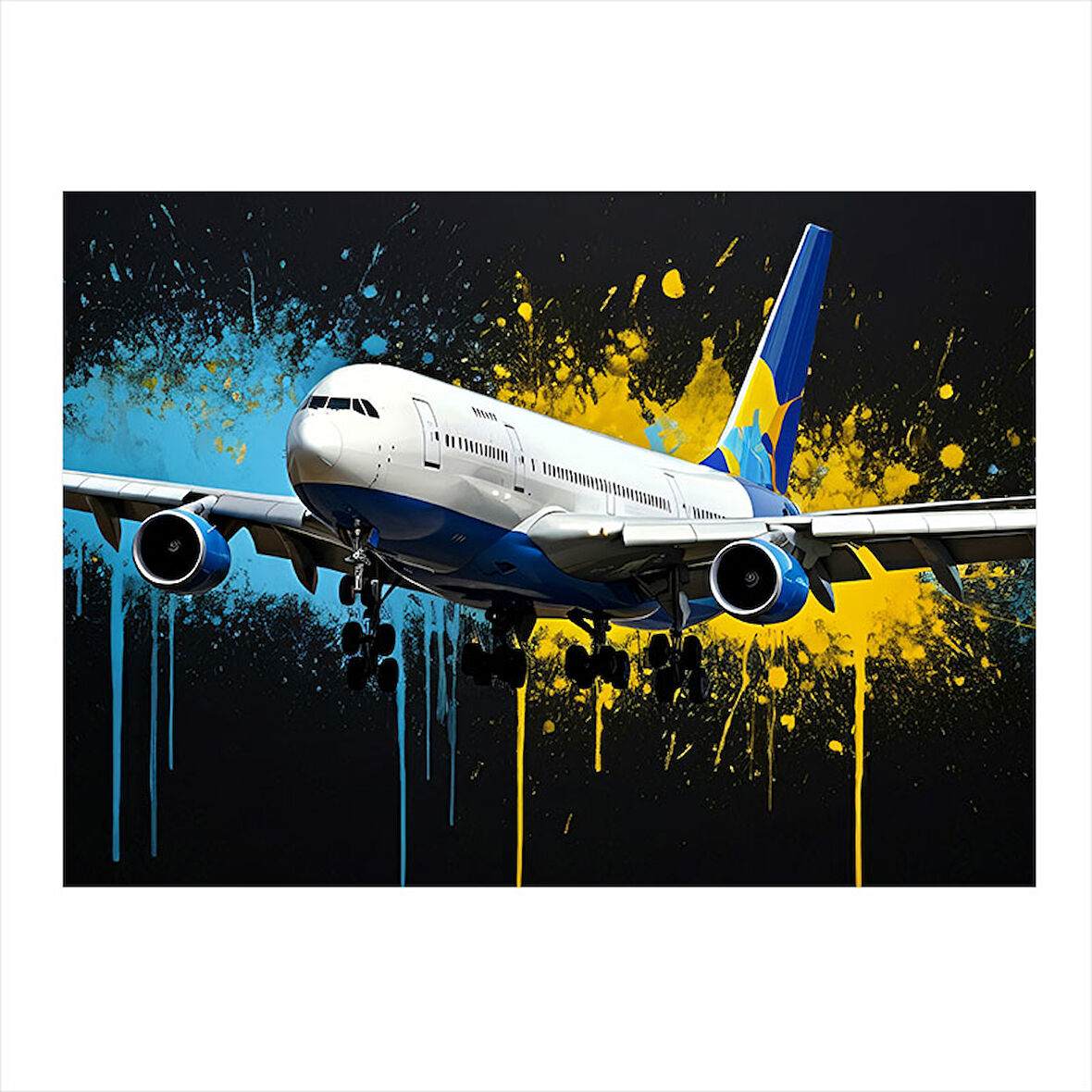 Kalkış Yapan Yolcu Uçağı Model Ahşap Tablo 25cmX 35cm