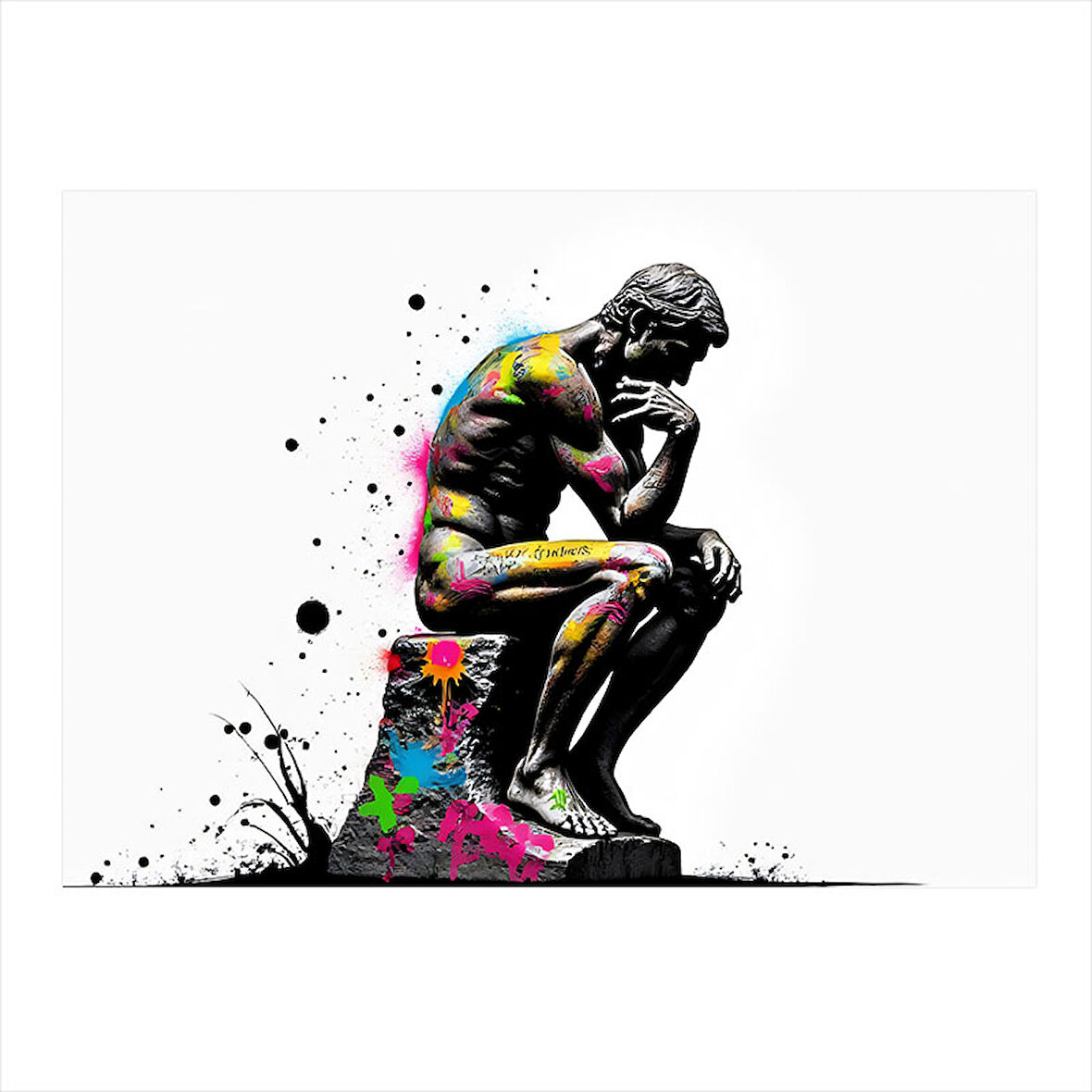 Düşünen Adam Grafiti Stili Mdf poster 25cmX 35cm