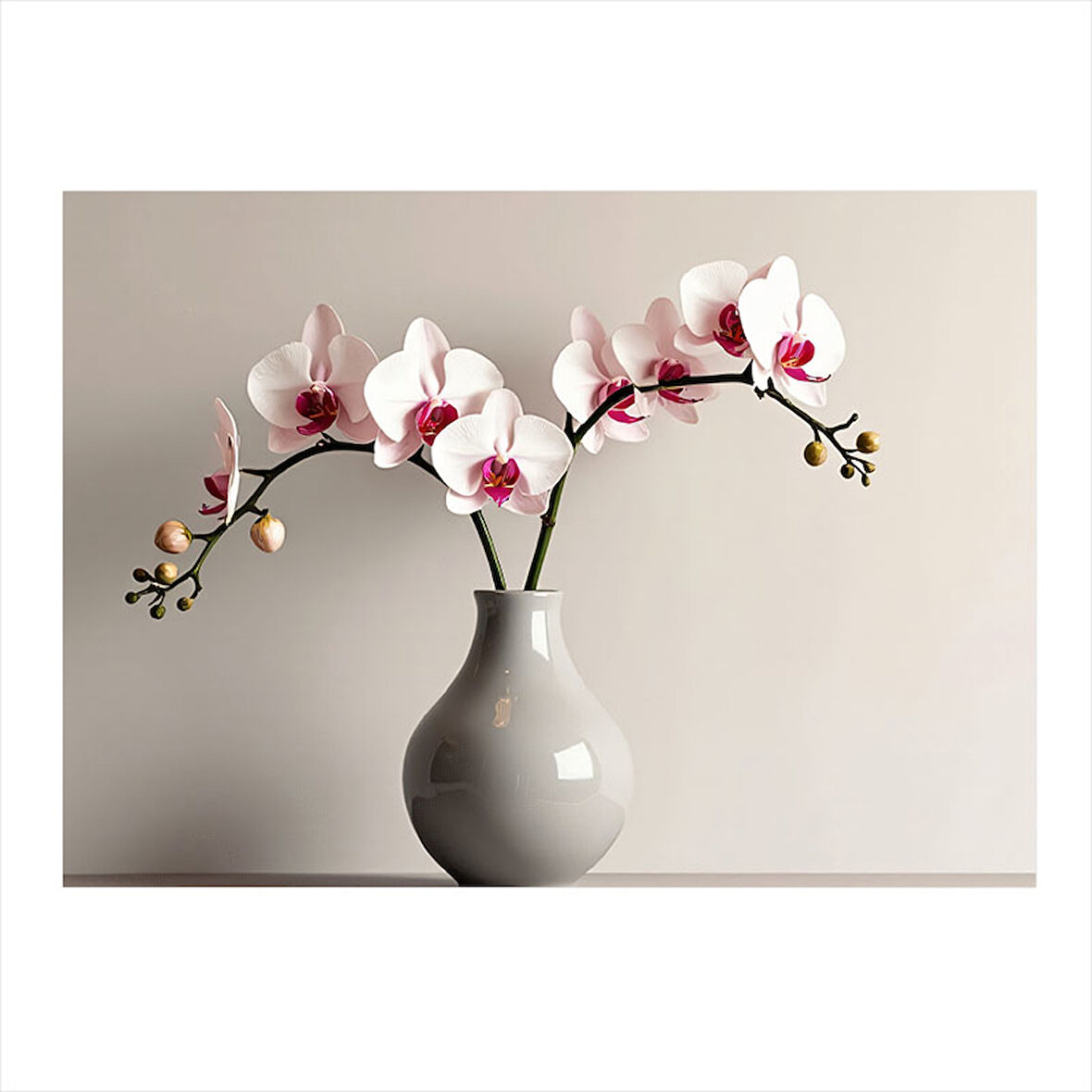 Beyaz Orkide Çiçeği Vazoda Tasarım Mdf Tablo 25cmX 35cm