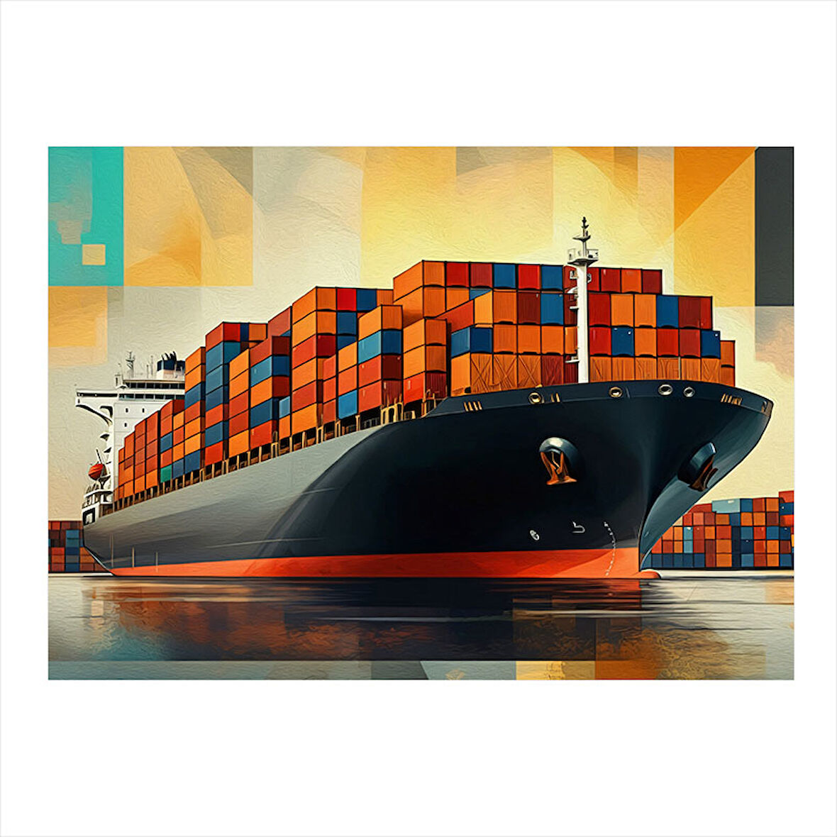 Konteyner Yük Gemisi Denizde Model Mdf tablo 25cmX 35cm