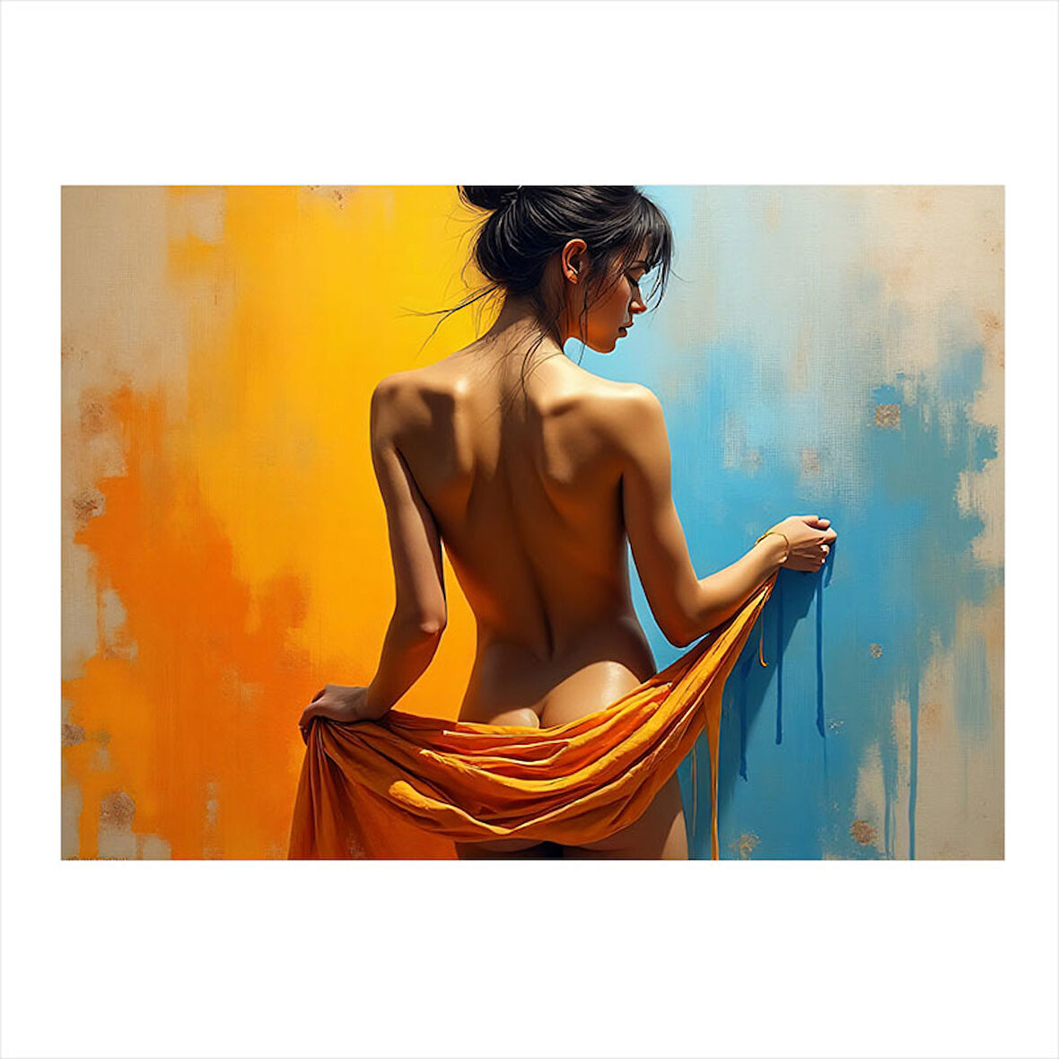 Sarı Elbiseli Kadın Portresi Dekoratif ahşap Tablo 35cm X50cm