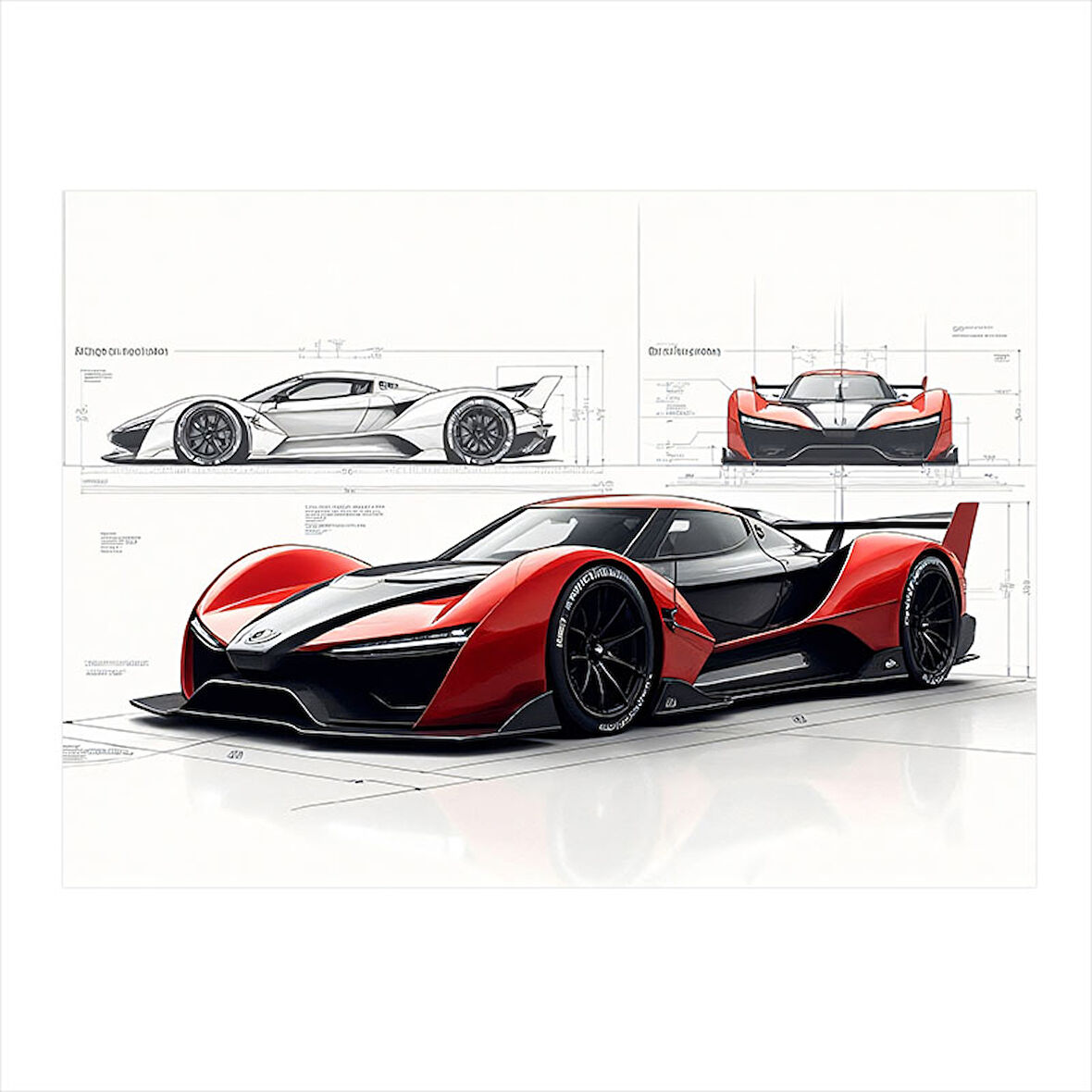 Teknik Spor Araba Çizimi Desenli Mdf Tablo 25cmX 35cm