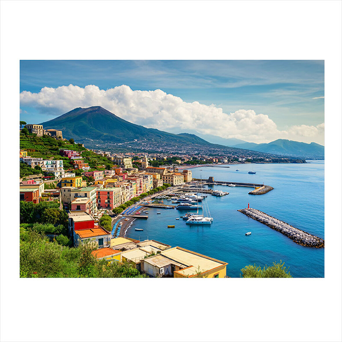 Sahil Kasabası Manzarası Modern Mdf Tablo 25cmX 35cm