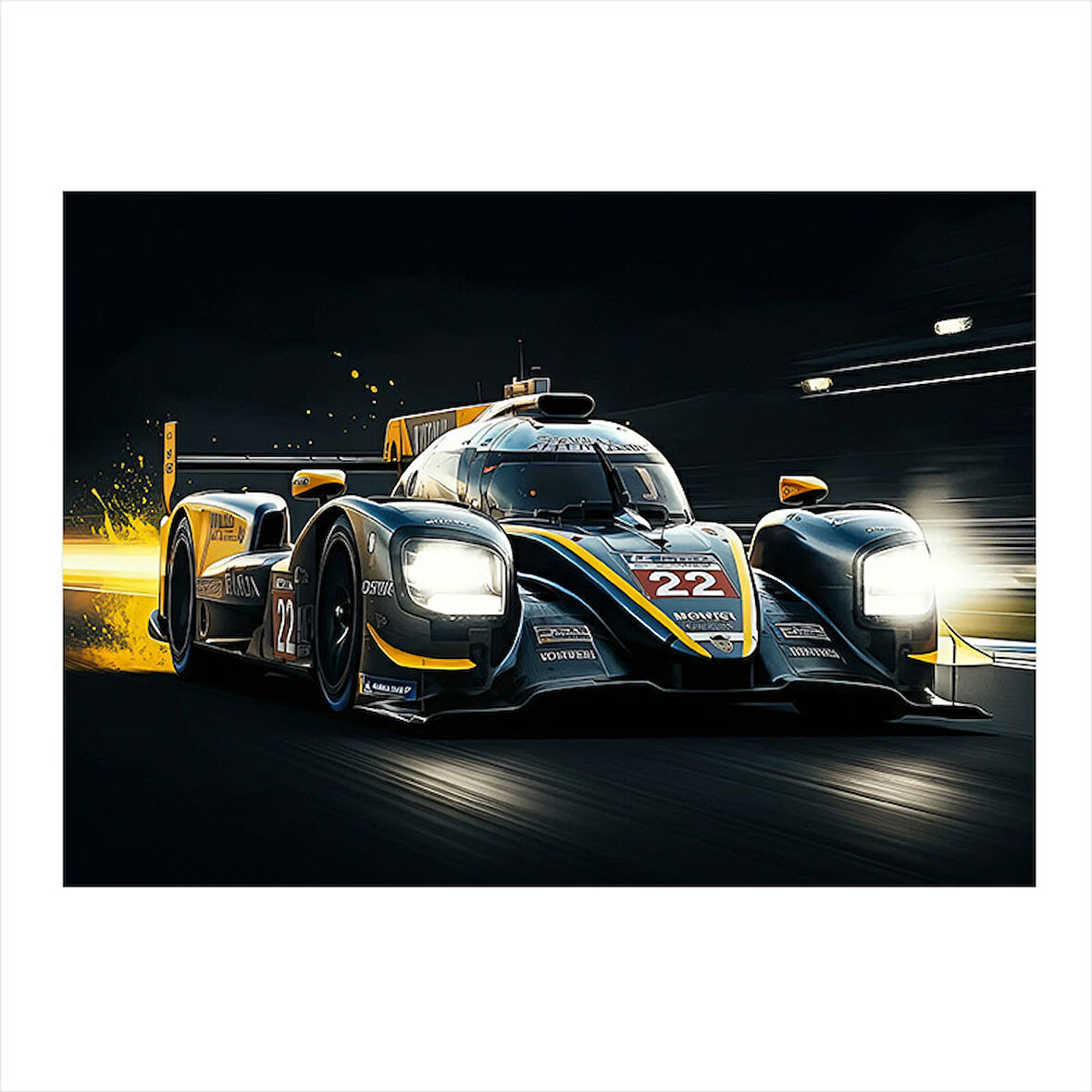 Yarış Arabası Gece Sahnesi Model Ahşap Tablo 50cmX 70cm