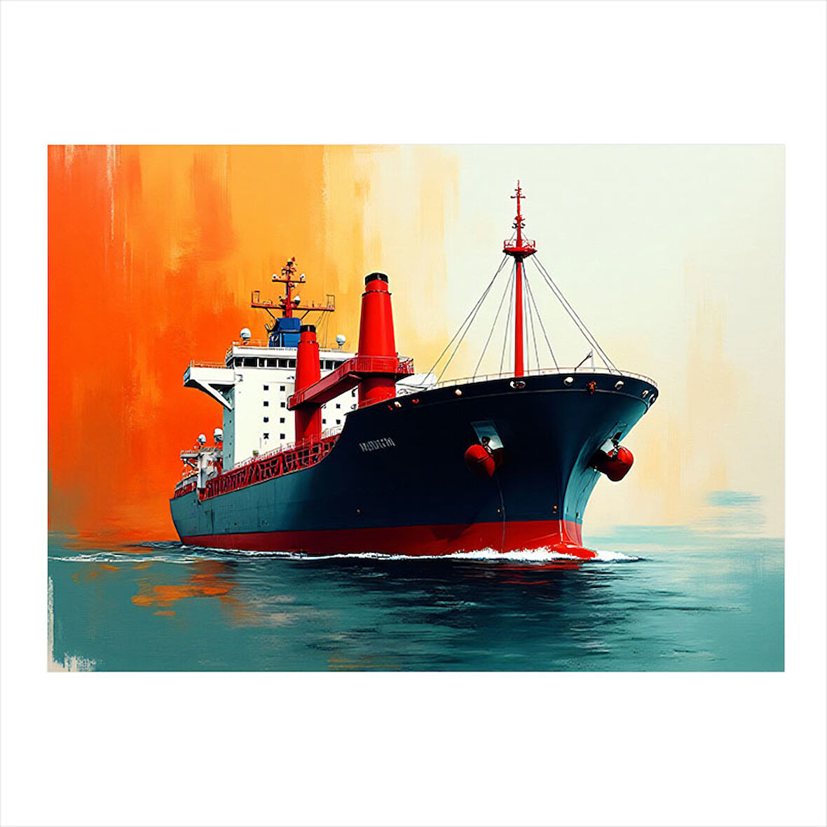 Limanda Kargo Gemisi Model Ahşap Tablo 25cmX 35cm