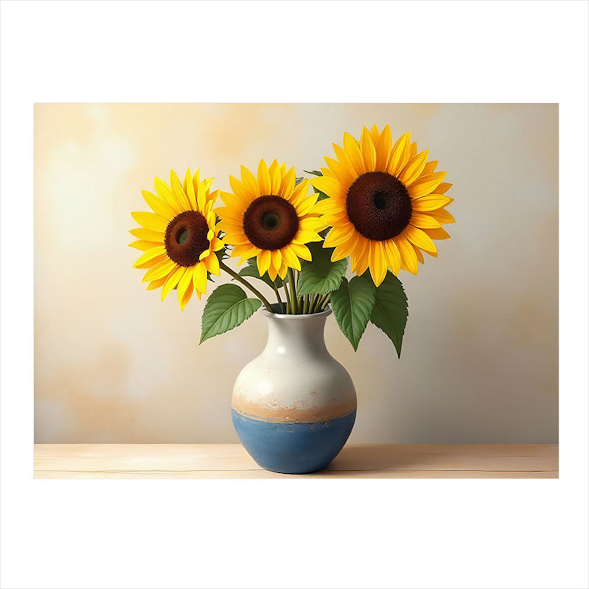 Ayçiçeği Buketi Ve Vazo Mdf Tablo 25cmX 35cm