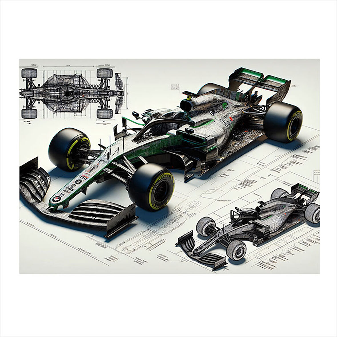 Formula 1 Araba Tasarımı Desenli Ahşap Tablo 25cmX 35cm