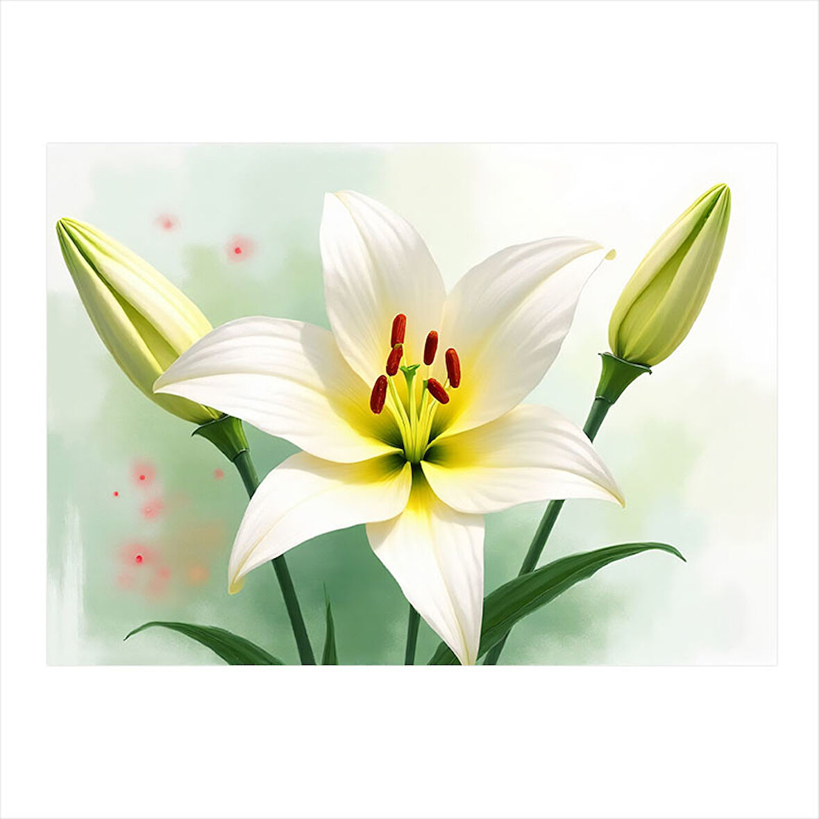 Beyaz Zambak Çiçeği Tasarım Ahşap Tablo 35cm X50cm