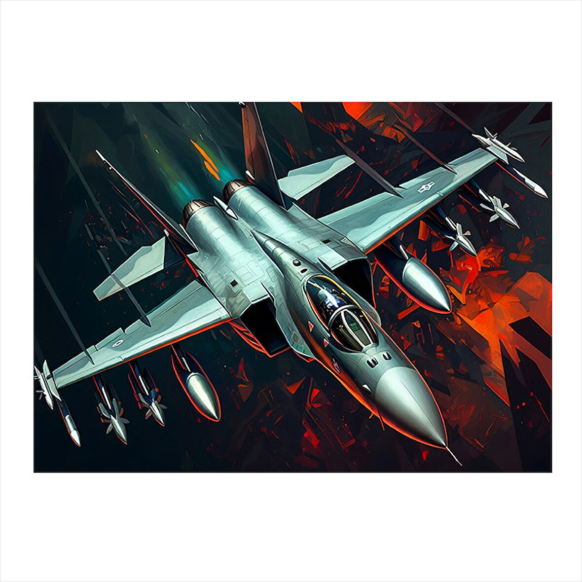 Jet Savaş Uçakları Havada Model Mdf tablo 50cmX 70cm
