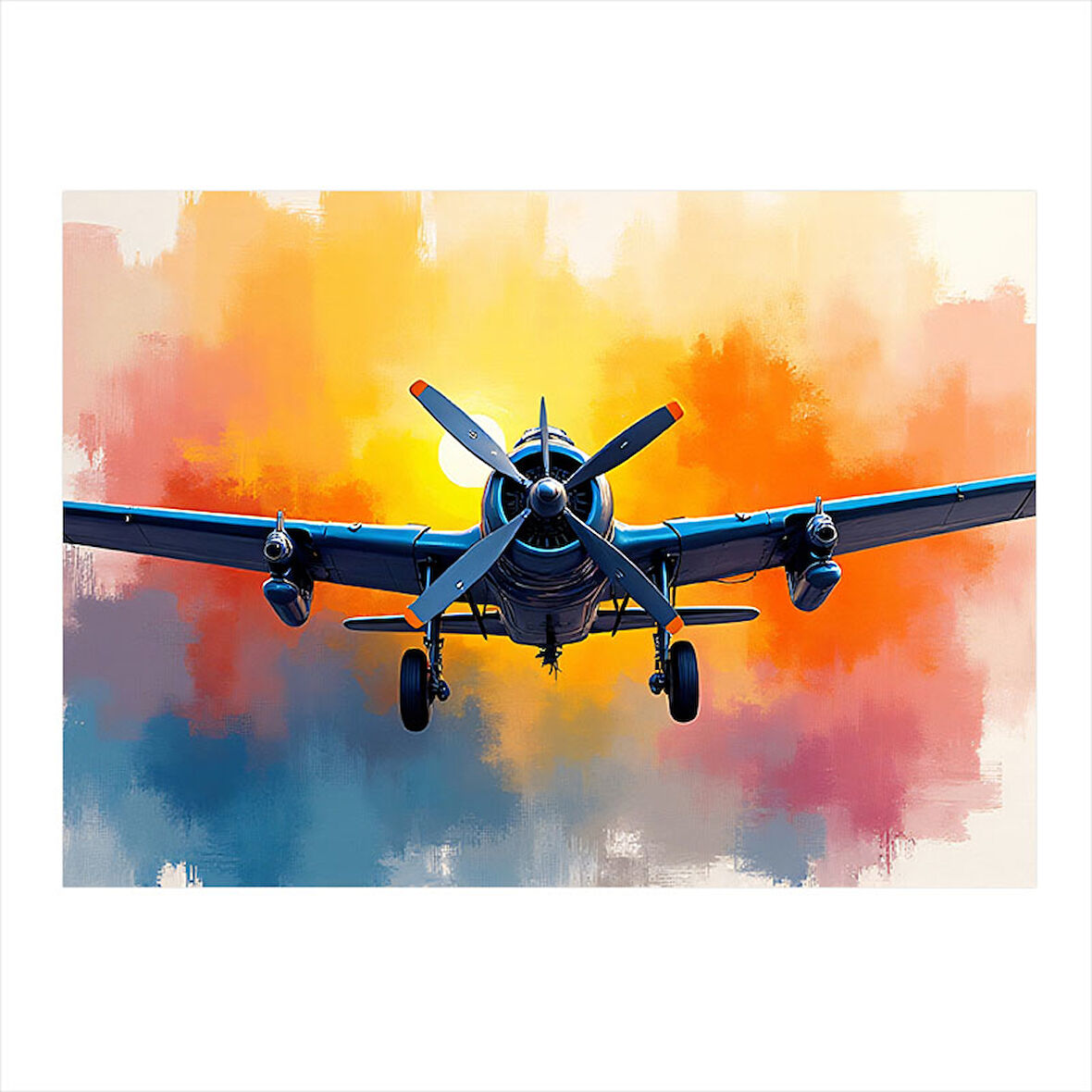 Gökyüzünde Pervaneli Uçak Mdf Tablo 25cmX 35cm