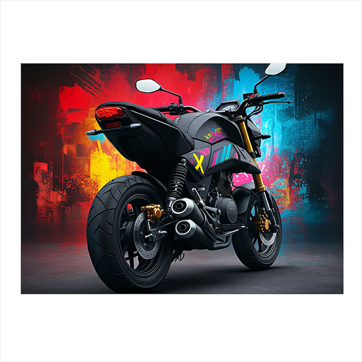Siyah Spor Motosiklet Tasarım Mdf Tablo 25cmX 35cm