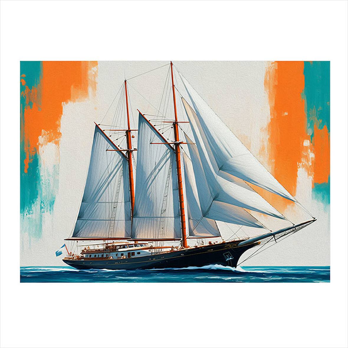 Yelkenli Gemi İllüstrasyonu Model Mdf tablo 35cm X50cm