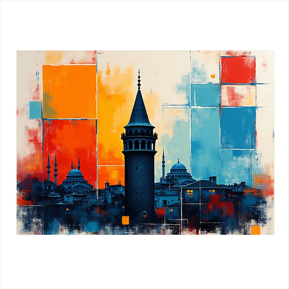 Galata Kulesi İllüstrasyonu Model Ahşap Tablo 25cmX 35cm