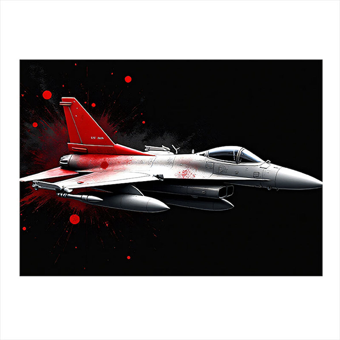 Kırmızı Jet Uçağı Aksiyonu Hediyelik Mdf Tablo 25cmX 35cm