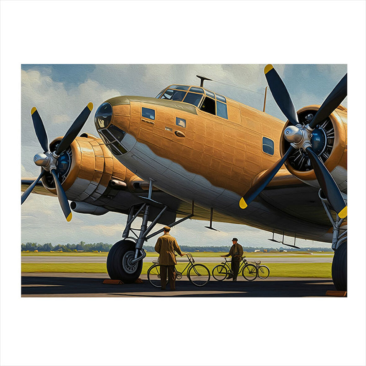 Vintage Pervaneli Uçak Modern Ahşap Tablo 50cmX 70cm