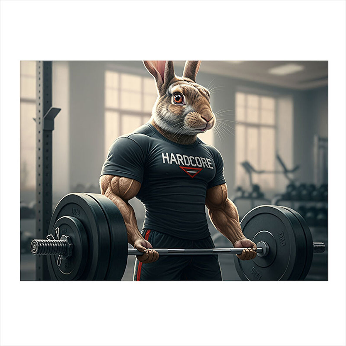 Halter Kaldıran Tavşan Figürü Mdf Tablo 25cmX 35cm