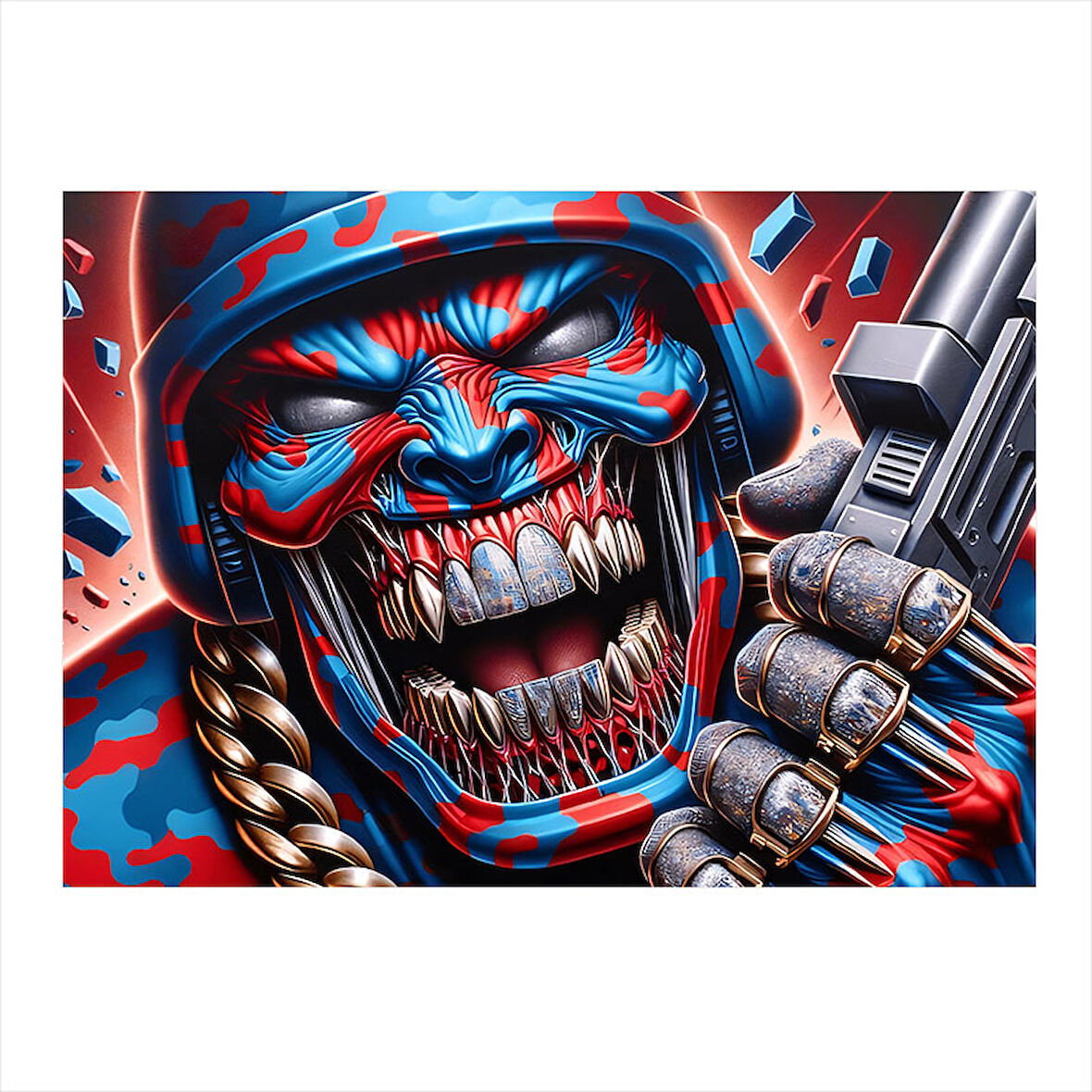 Korkutucu Yüz Maskesi İllüstrasyonu Mdf poster 25cmX 35cm