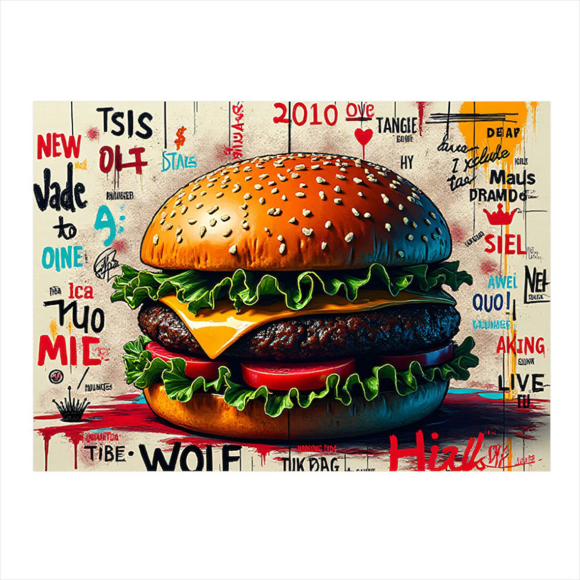 Büyük Burger Tasarımı Dekoratif Mdf Tablo 50cmX 70cm