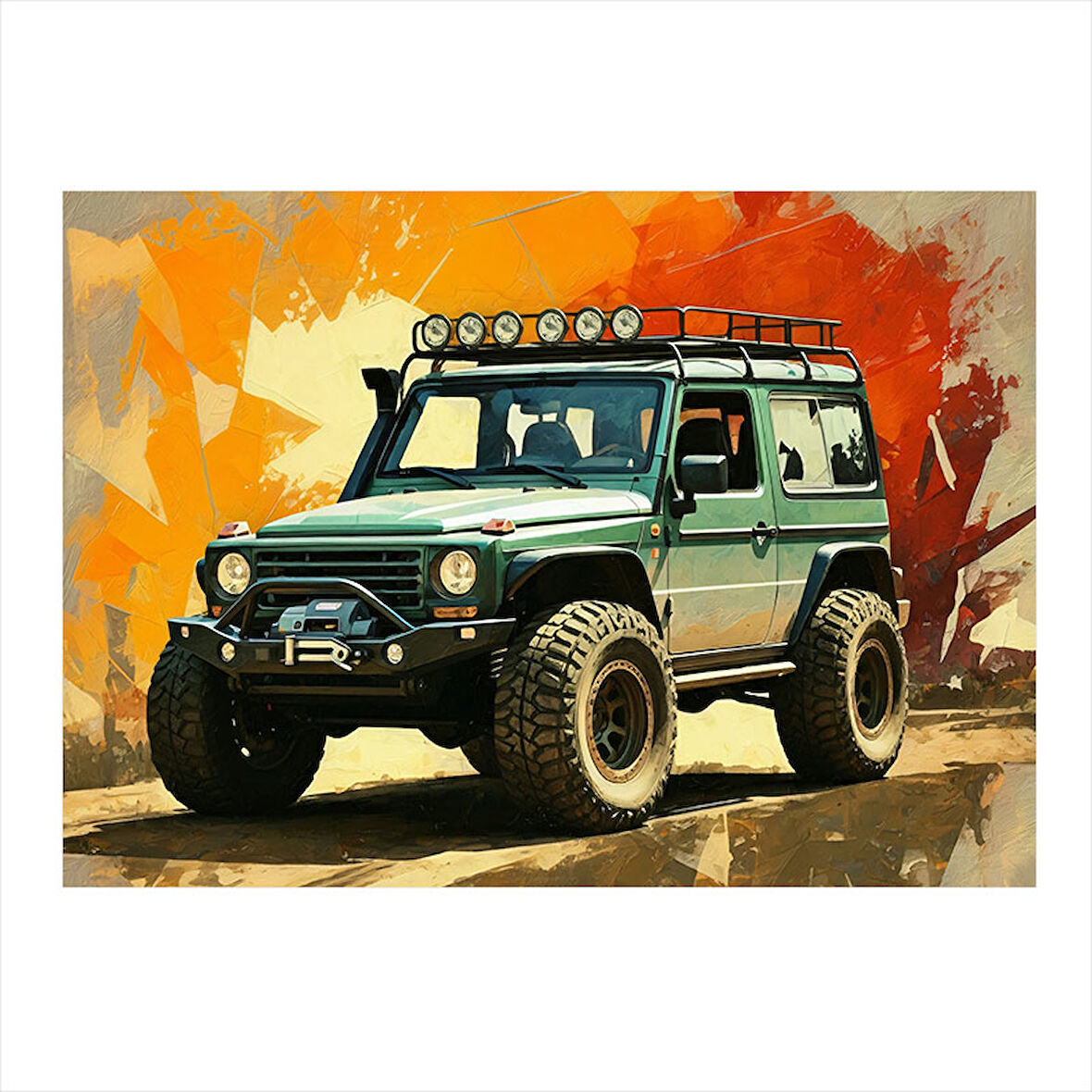 Yeşil Off-Road Jeep Tasarımı Art Mdf Poster 35cm X50cm