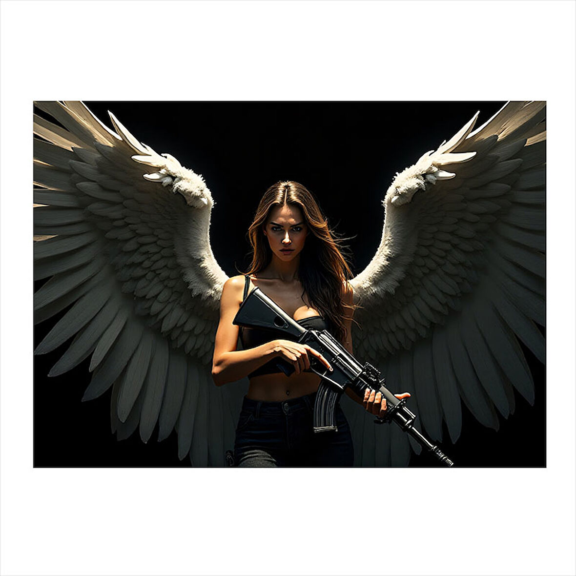 Kanatlı Kadın Savaşçı Figürü Art Mdf Poster 25cmX 35cm