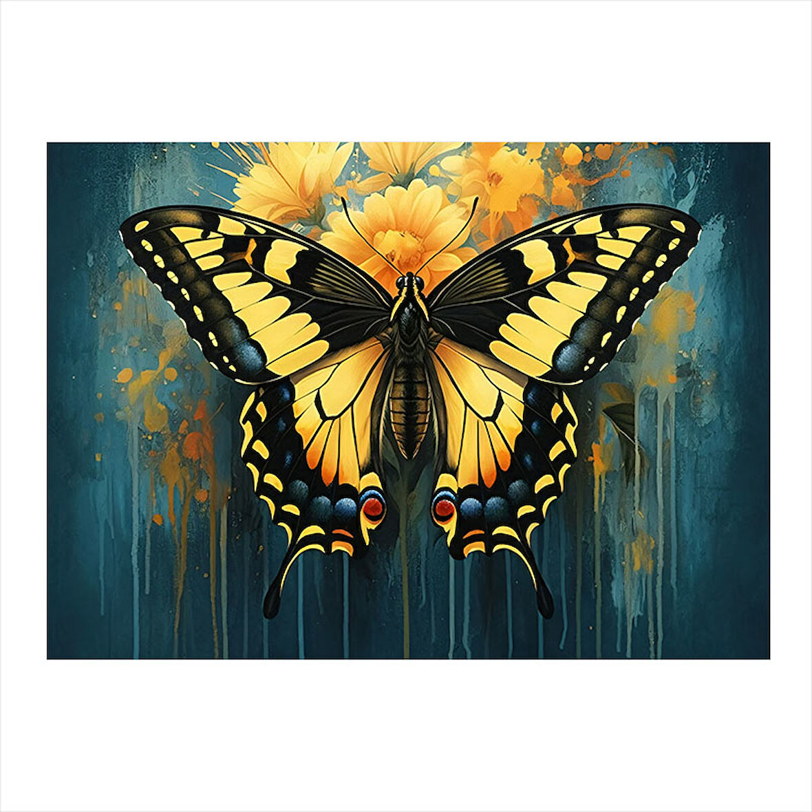 Sarı Siyah Kelebek Figürü Modern Mdf Tablo 25cmX 35cm