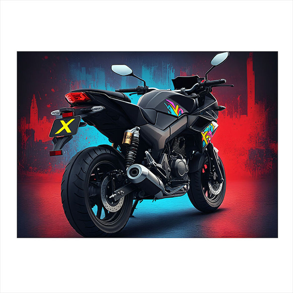 Gece Motosiklet Tasarımı Hediyelik Mdf Tablo 25cmX 35cm