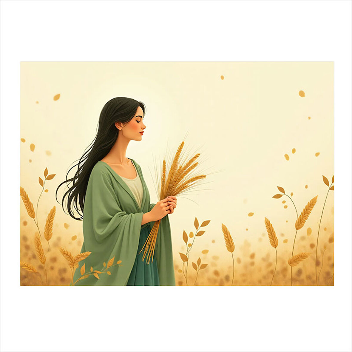 Tarlada Kadın Figürü Modern Ahşap Tablo 50cmX 70cm