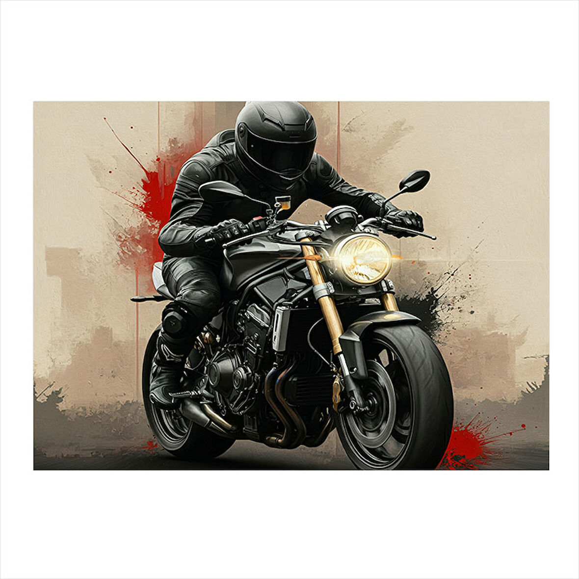 Siyah Motosiklet Sürücüsü Mdf Tablo 25cmX 35cm