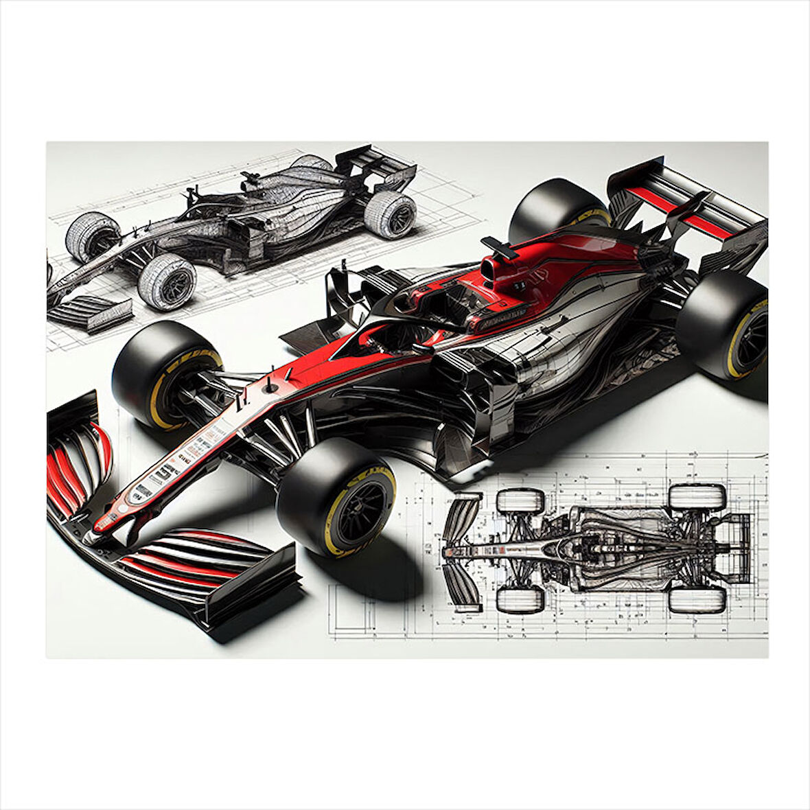 Formula 1 Teknik Çizimi Mdf poster 25cmX 35cm