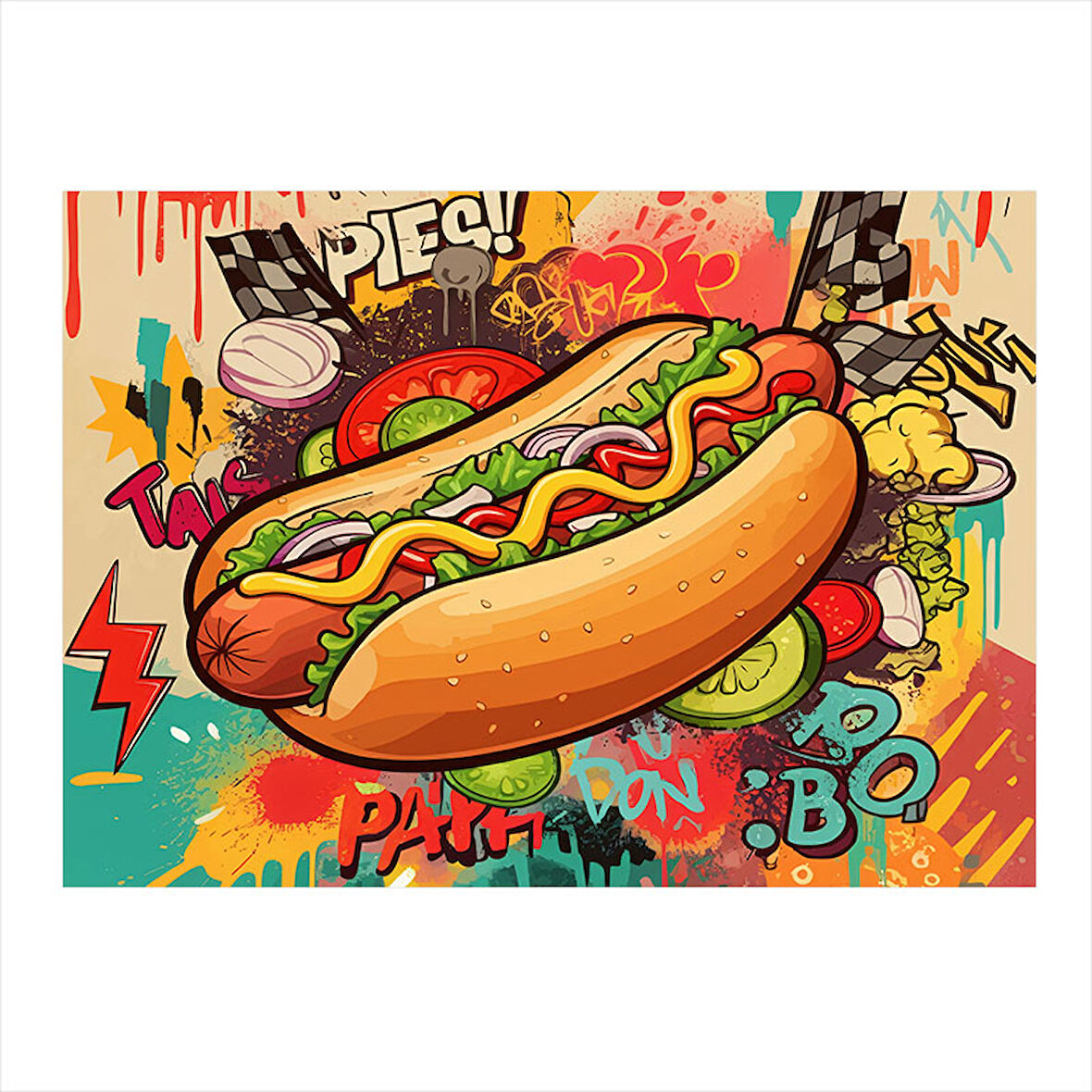 Çizgi Roman Sosisli Tasarımı Desenli Mdf Tablo 35cm X50cm