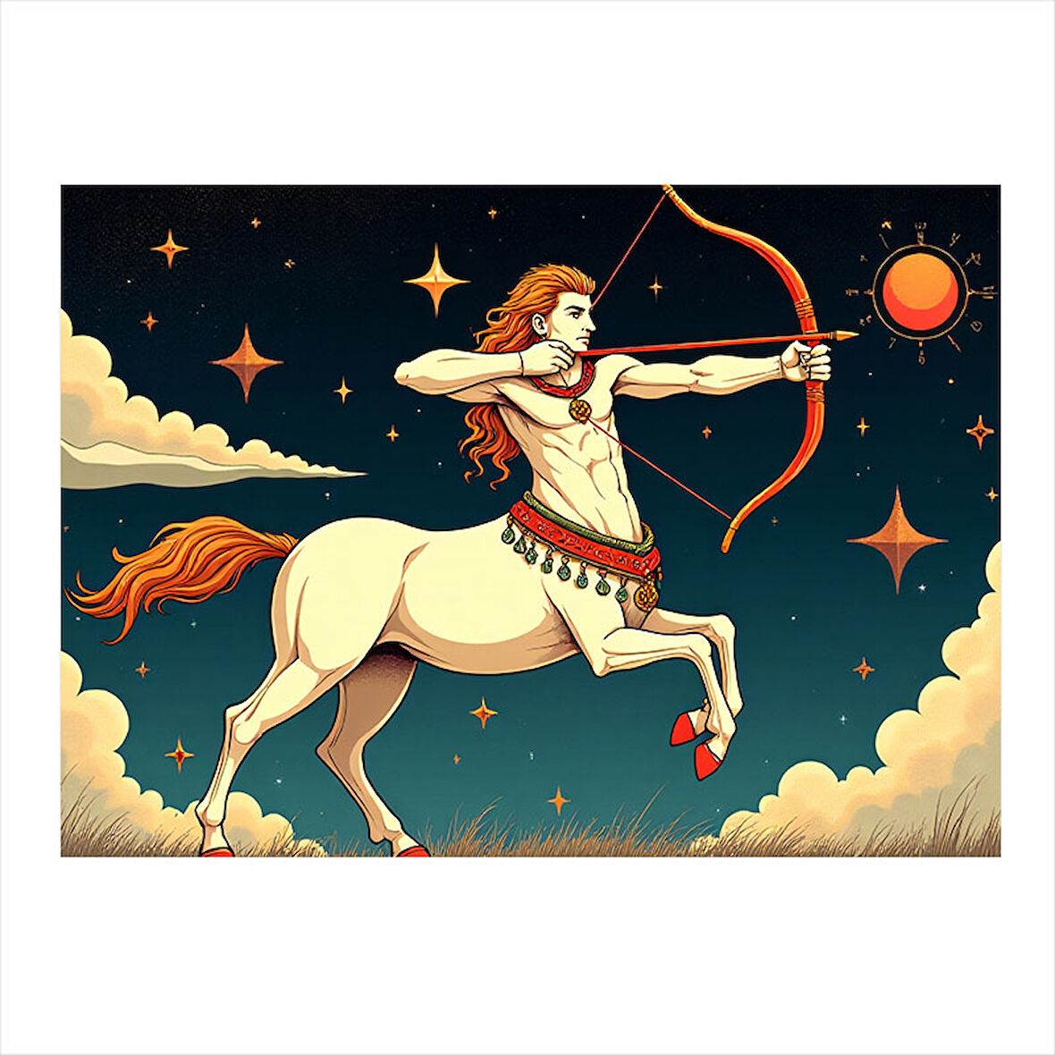 Yay Tutan Yay Burcu  Figürü Hediyelik Ahşap Tablo 35cm X50cm