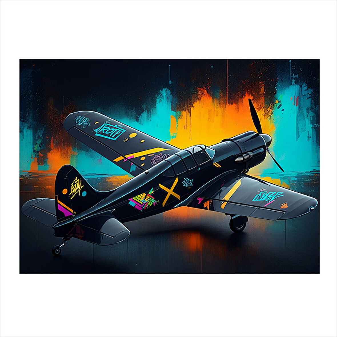 Vintage Savaş Uçağı Aksiyonu Hediyelik Mdf Tablo 50cmX 70cm