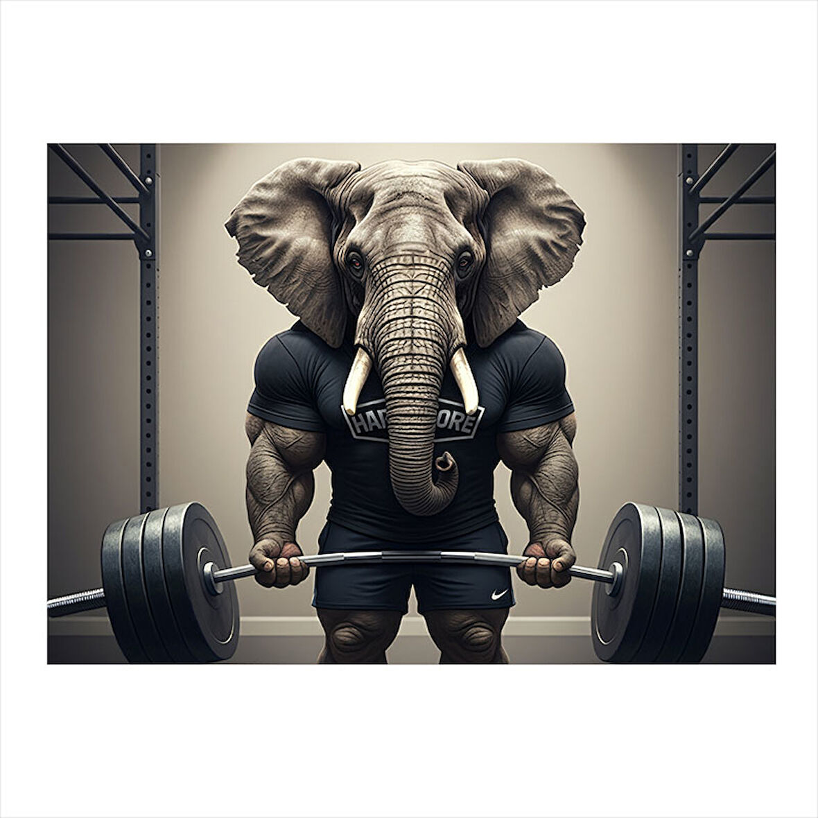 Halter Kaldıran Fil Figürü Desenli Mdf Tablo 35cm X50cm