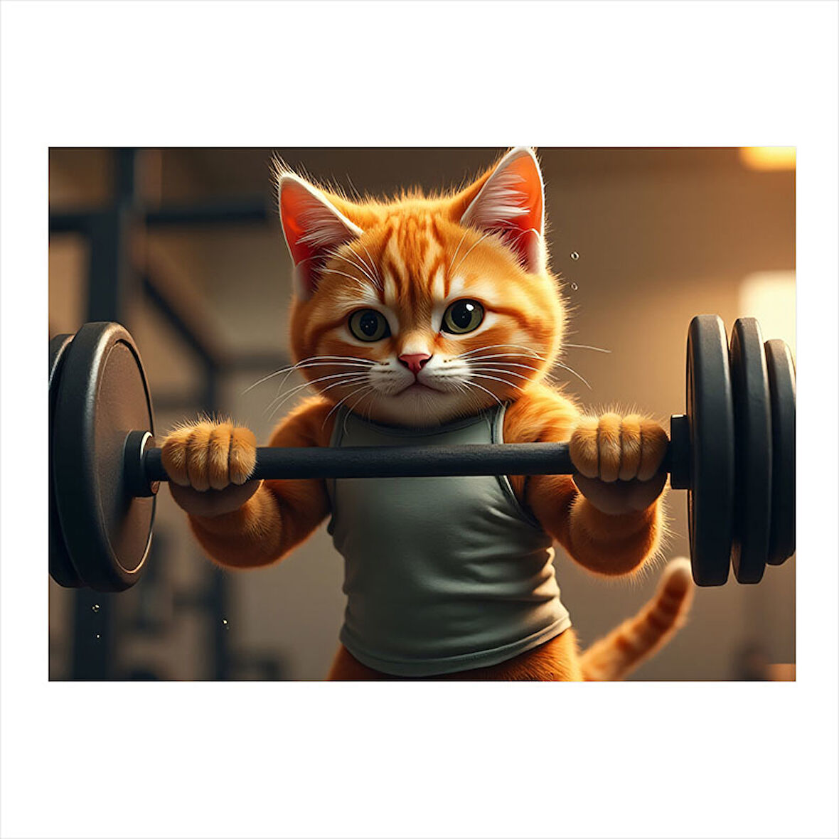 Halter Kaldıran Kedi Figürü Dekoratif Mdf Tablo 25cmX 35cm
