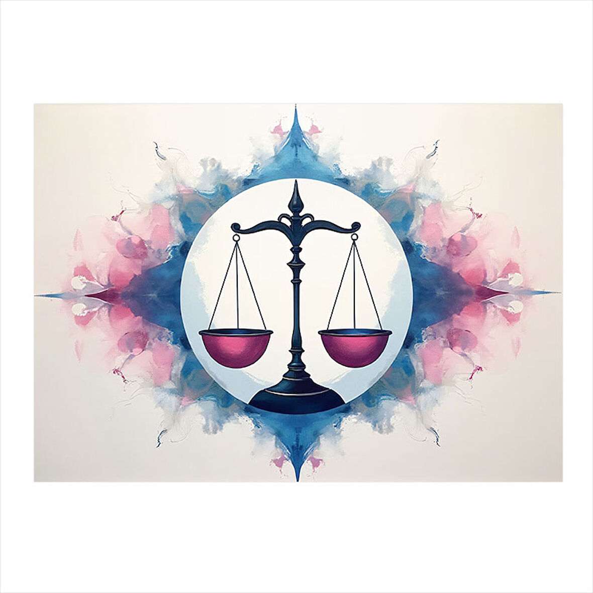 Renkli Terazi İllüstrasyonu Model Ahşap Tablo 25cmX 35cm