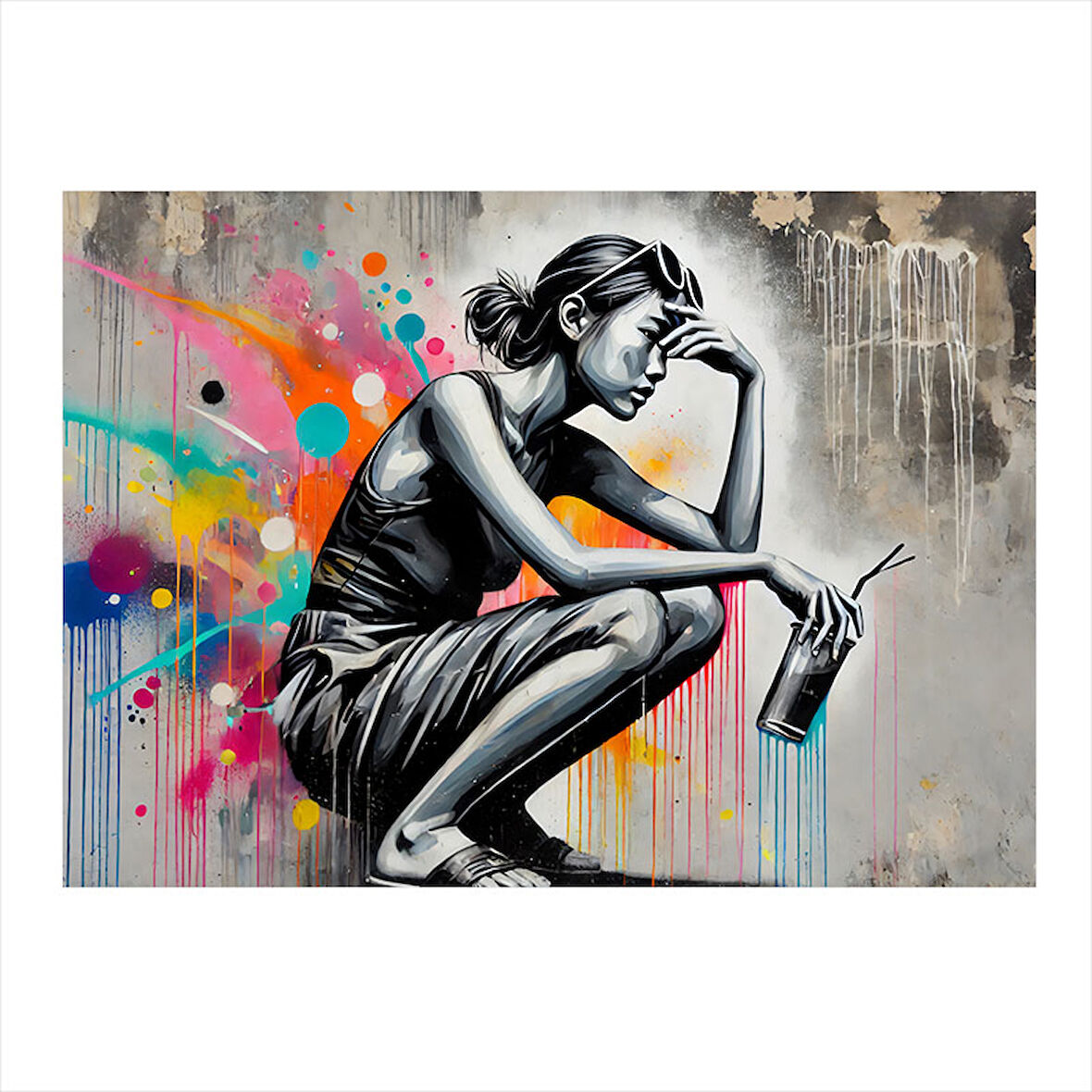 Grafitili Kadın Figürü Mdf Tablo 35cm X50cm