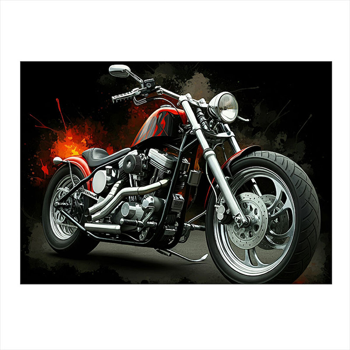 Klasik Motosiklet Tasarımı Tasarım Mdf Tablo 35cm X50cm