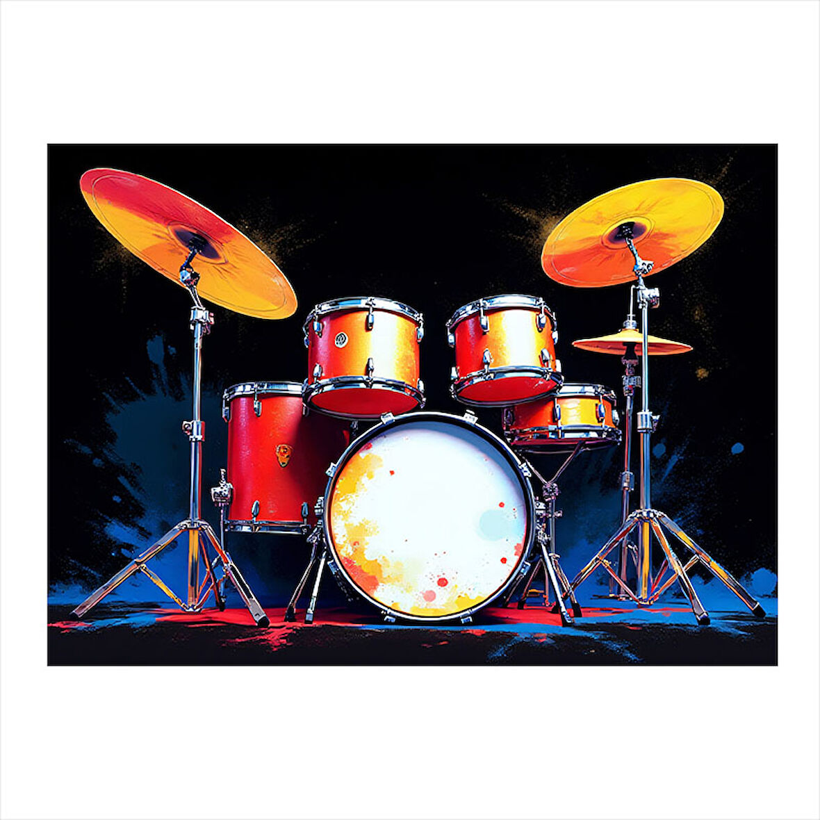 Bateri  Davul Seti Tasarımı Modern Ahşap Tablo 25cmX 35cm