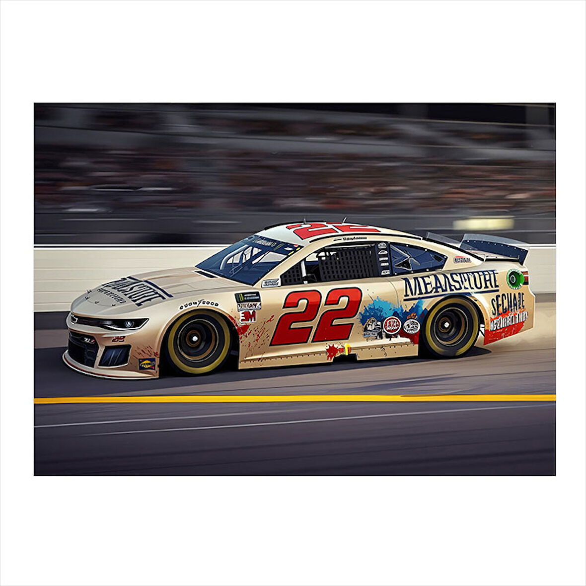 Beyaz Nascar Yarış Arabası Dekoratif ahşap Tablo 35cm X50cm