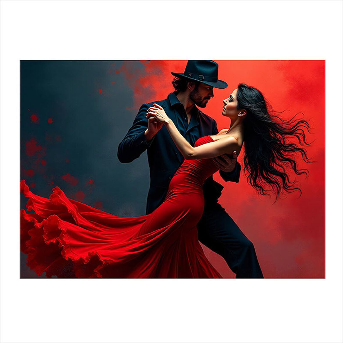 Kırmızı Elbiseli Dans Sahnesi Modern Ahşap Tablo 25cmX 35cm