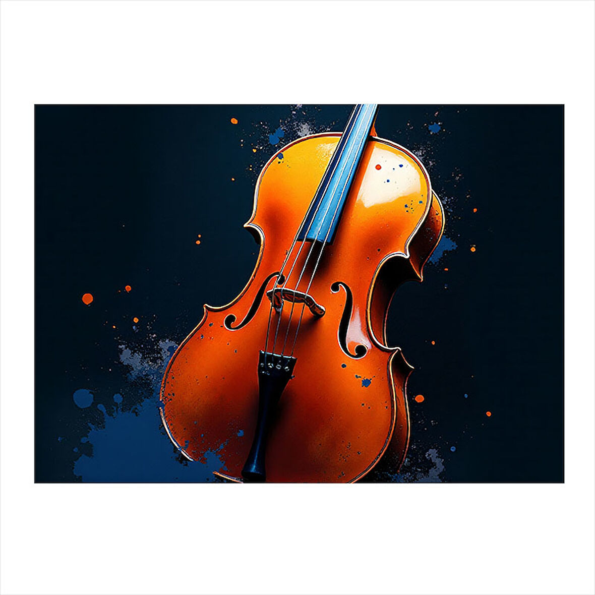 Turuncu Çello İllüstrasyonu Art Mdf Tablo 50cmX 70cm