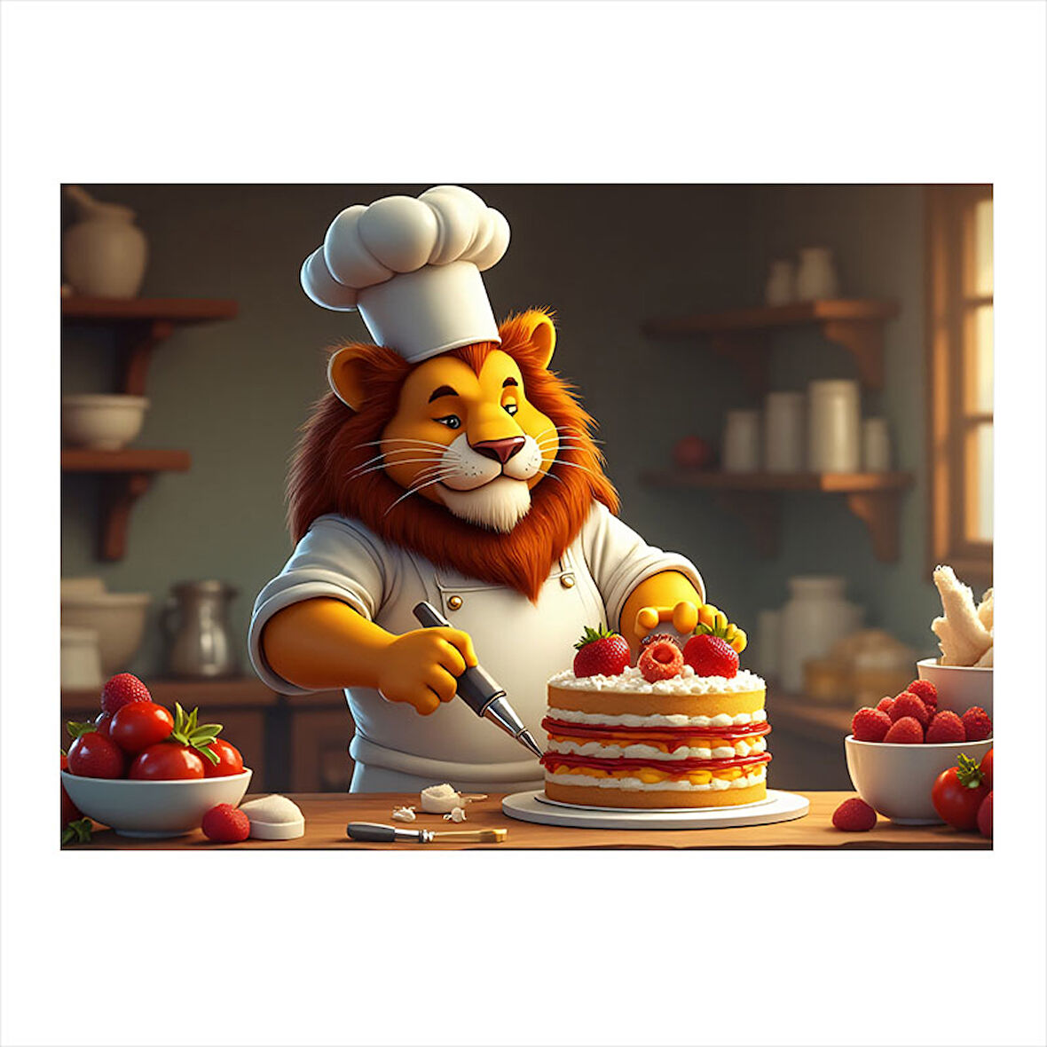 Pasta Yapan Aslan Figürü Model Mdf tablo 25cmX 35cm