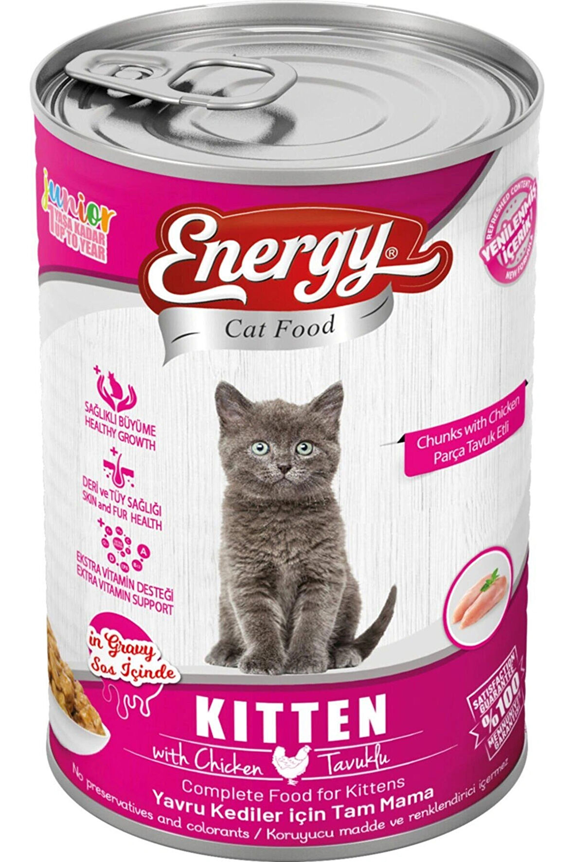 Energy Tavuklu Yavru Yaş Konserve Kedi Maması 400 Gram - 6 Adet